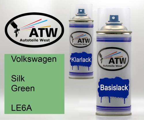 Volkswagen, Silk Green, LE6A: 400ml Sprühdose + 400ml Klarlack - Set, von ATW Autoteile West.